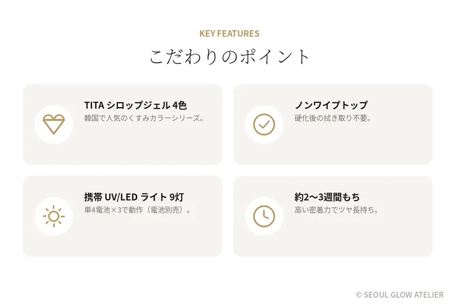 TITA ジェルネイル スターターキット 7点（ライト付き） 商品説明 6