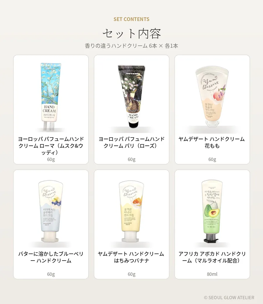 パフュームド ハンドクリーム 6本セット 商品説明 7